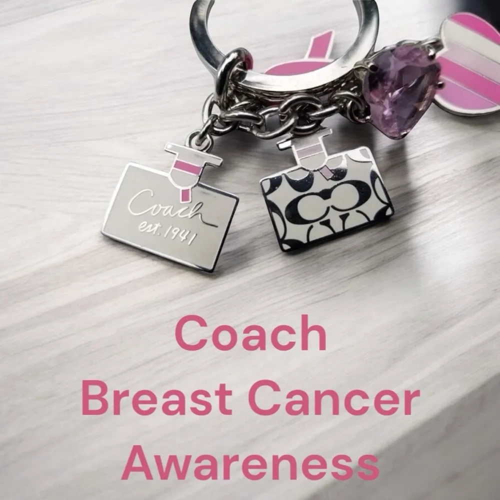 Coach 92161 BCA Breast Cancer Awareness Multi Mix Enamel Keychain Key Fob Pink